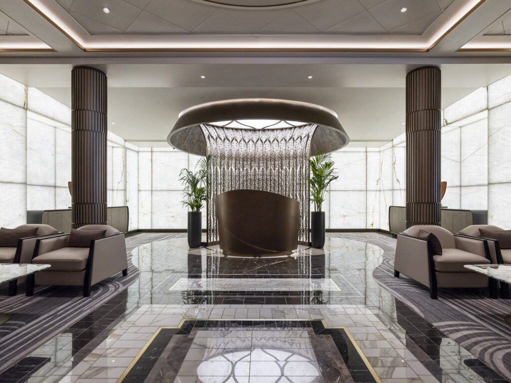 Illuminated Marble Lobby